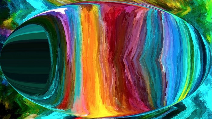 Abstract colorful oval shape with psychedelic art style