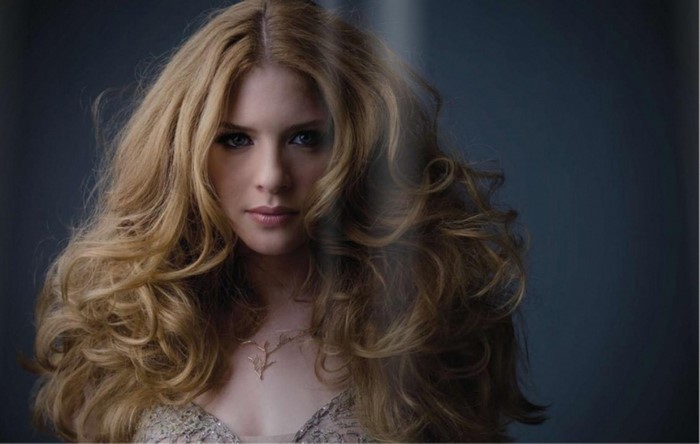 Rachelle Lefevre portrait with long blonde hair