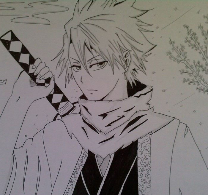 Toshiro Hitsugaya from Bleach holding his sword