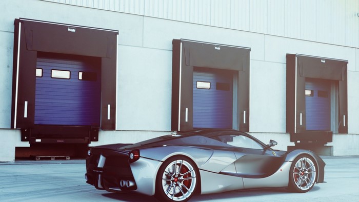 Ferrari LaFerrari parked by loading docks