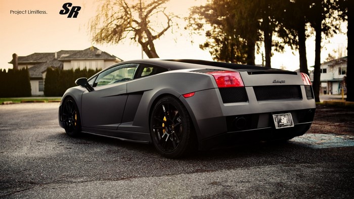 Matte gray Lamborghini Gallardo parked on asphalt