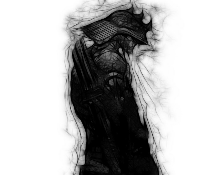 Monochrome illustration of a warrior with a winged helmet