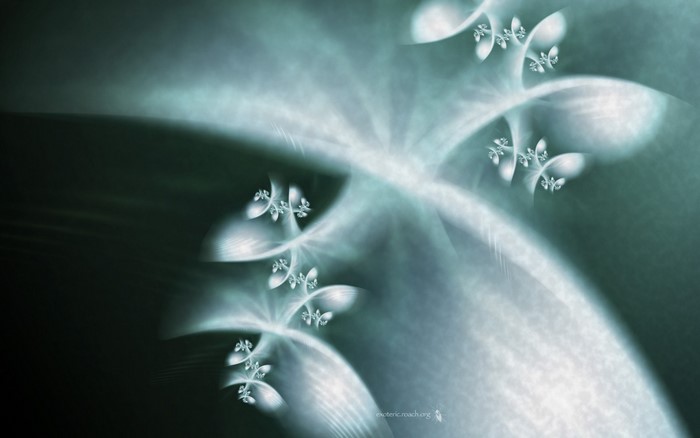 Abstract fractal art with glowing white shapes