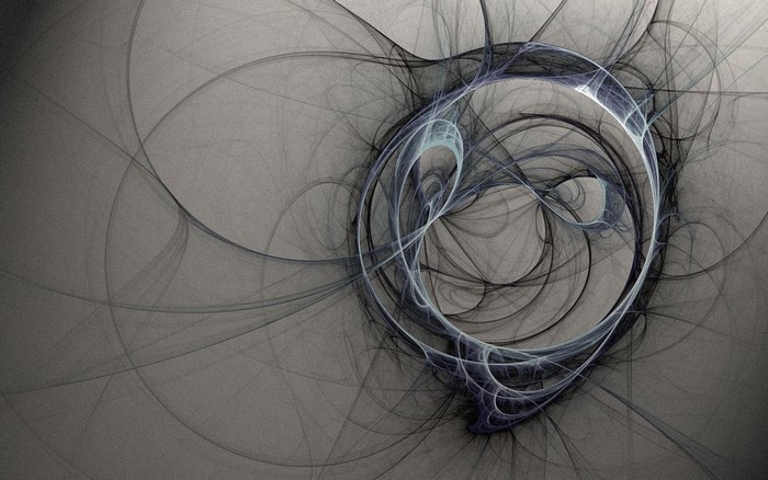 Abstract fractal drawing with blue and black lines