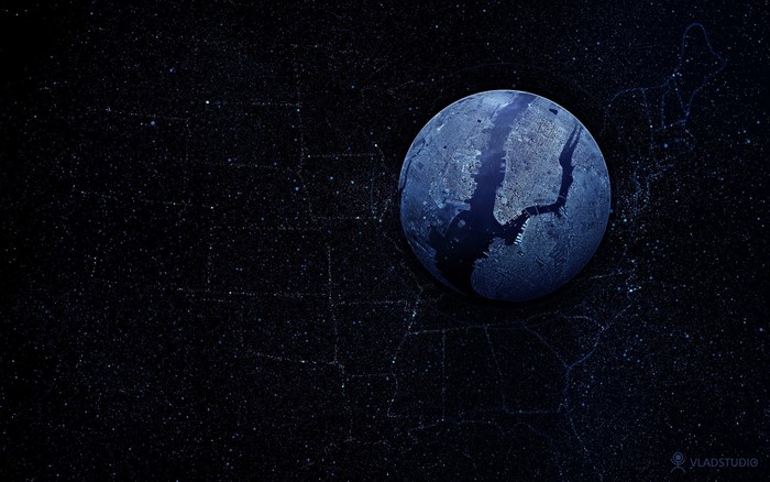 Digital art of Earth with New York City from space