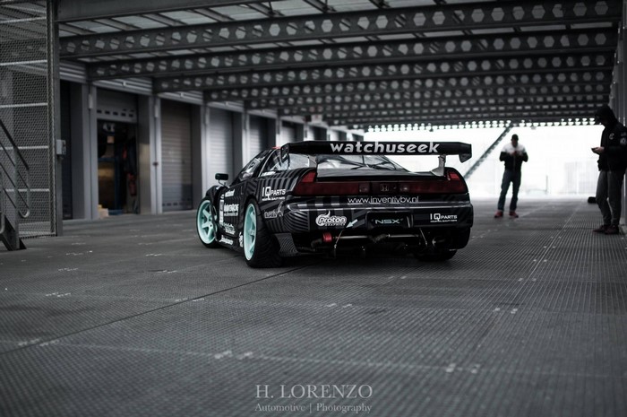 Honda NSX with "watchuseek" livery on race track
