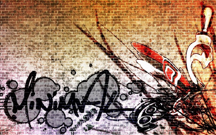 Graffiti art on a brick wall