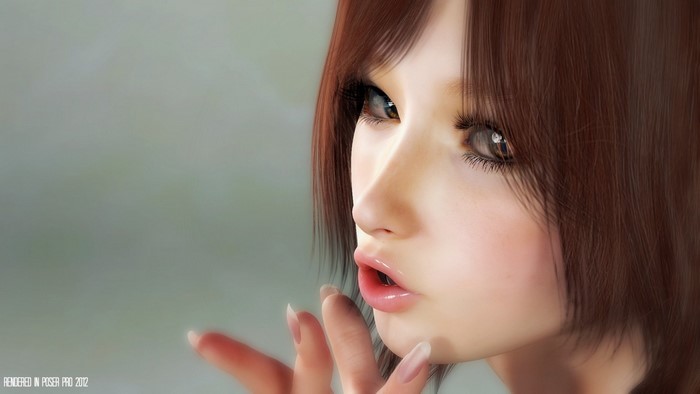 Close up of a woman's face with brown hair