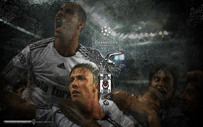 Besiktas J.K. players with Champions League logo