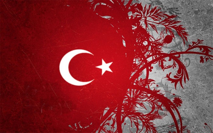 Turkish flag with floral design