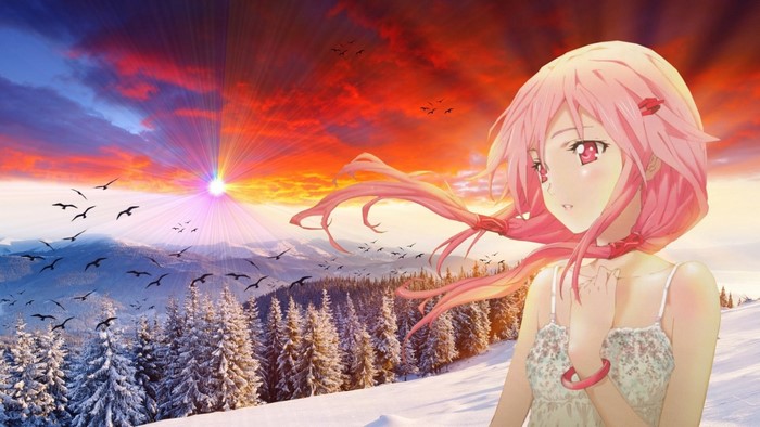 Yuzuriha Inori from Guilty Crown in a winter landscape