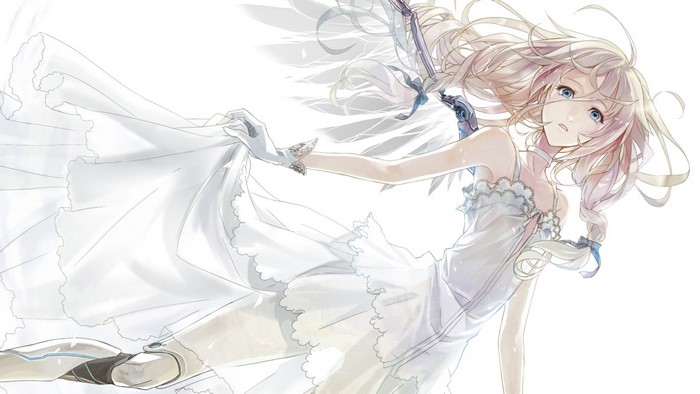 IA Vocaloid in a white dress with wings