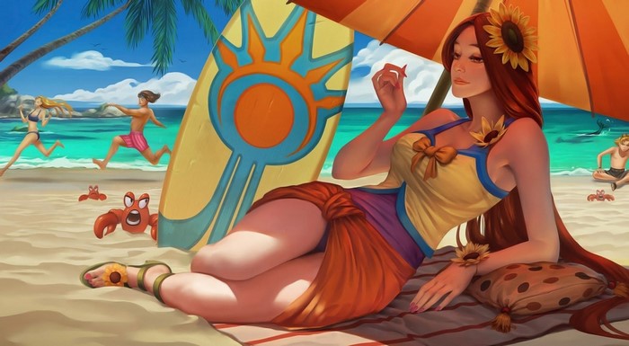 Pool Party Leona from League of Legends on a beach