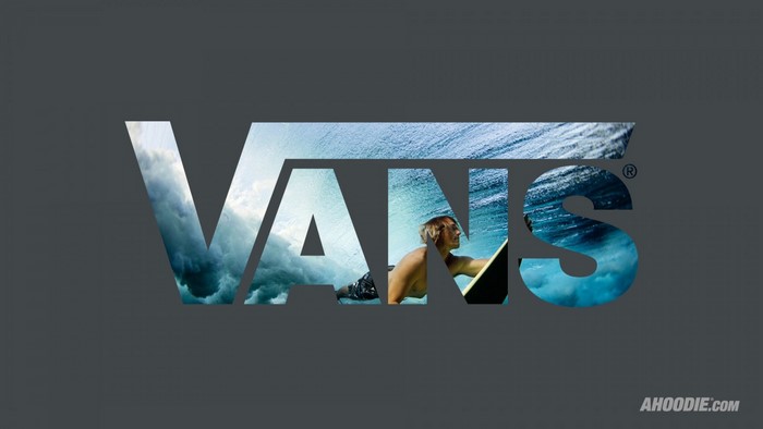 Vans logo with surfer underwater