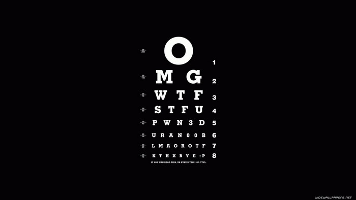 Eye chart with humorous text