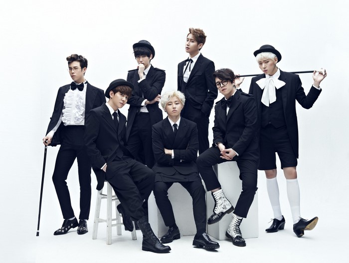 Block B members in formal wear