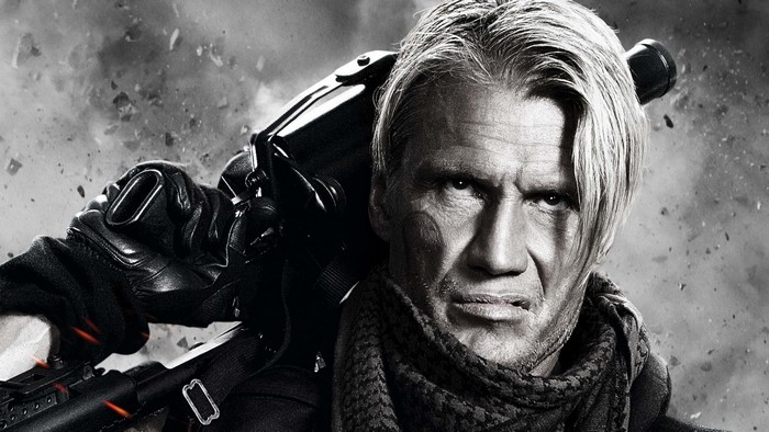 Dolph Lundgren with a weapon
