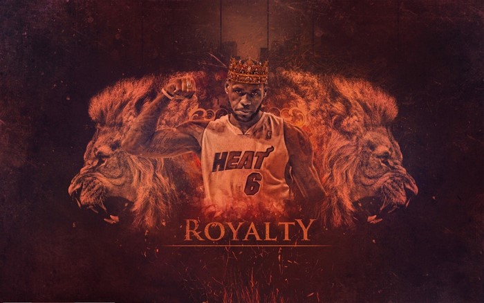 LeBron James wearing a crown with lions and the word Royalty