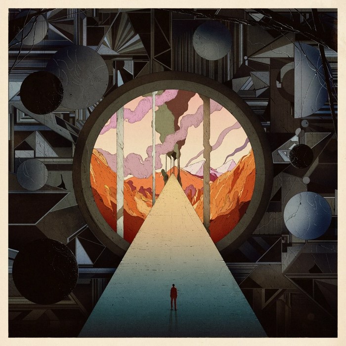 Futuristic abstract artwork with a circular portal