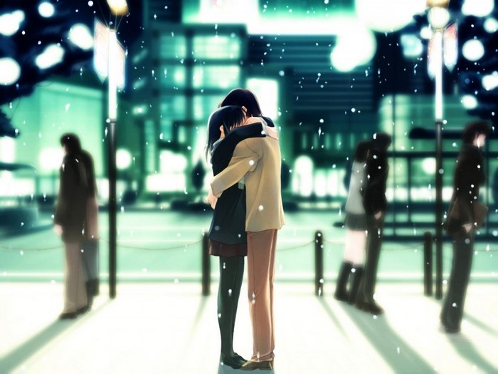 Kurihara Touko from Tenshi no Inai 12 gatsu hugging