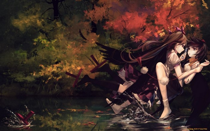 Aya Shameimaru and another girl in autumn