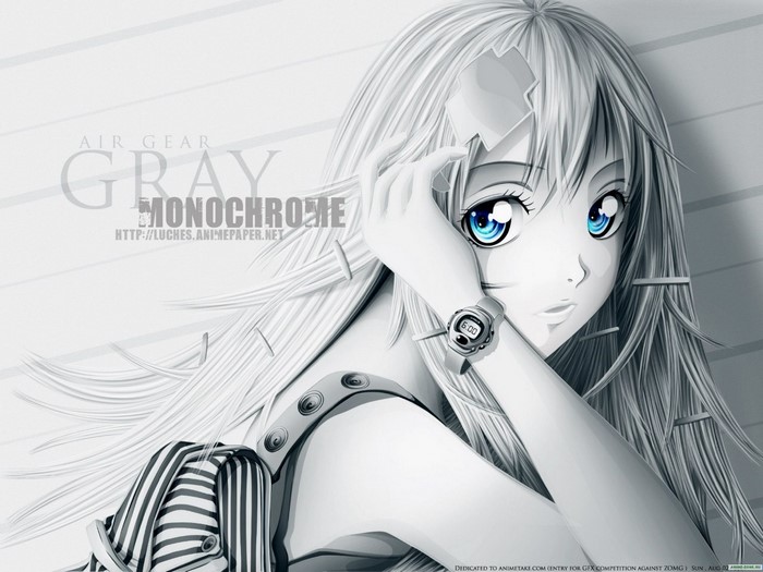 Air Gear Gray Monochrome Anime Illustration