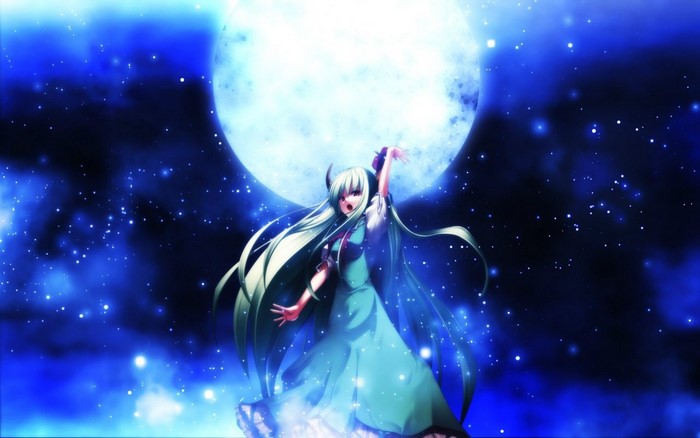 Ex Keine from Touhou in front of the Moon