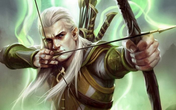 Legolas from The Lord of the Rings aiming a bow