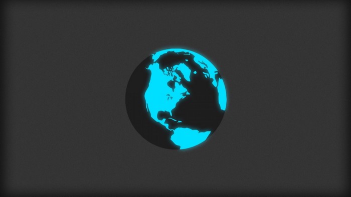 Glowing blue Earth illustration on dark background