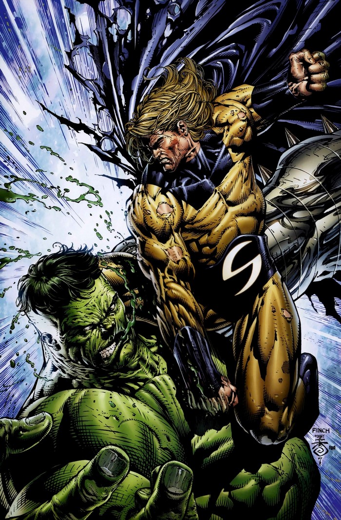 Sentry fighting Hulk from Marvel Comics