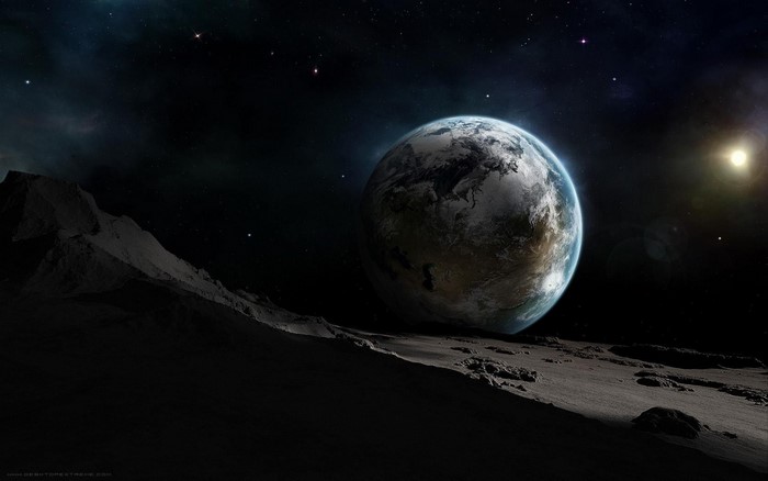 Earth viewed from the Moon's surface