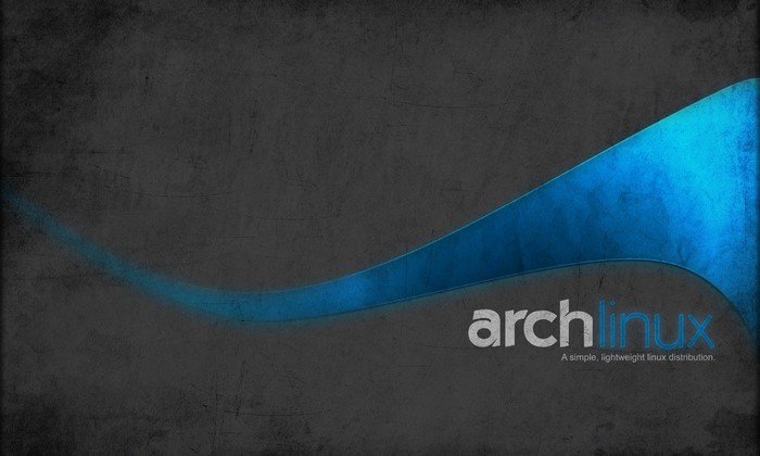 Arch Linux logo with blue wave and texture