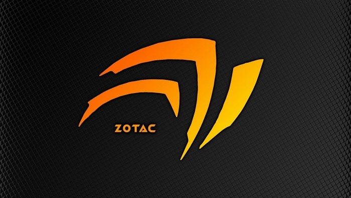 Zotac logo on a textured black background