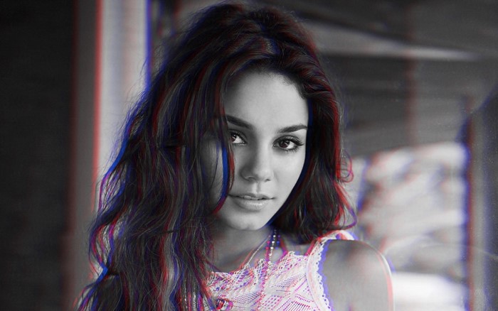 Vanessa Hudgens portrait with anaglyph 3D effect