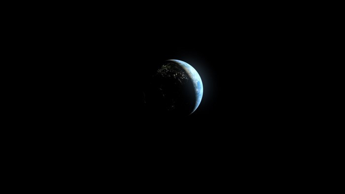 Earth from space with city lights visible