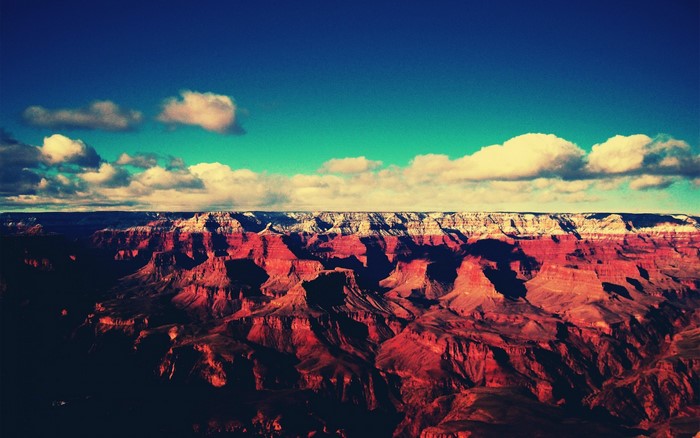 Grand Canyon at sunset with clouds