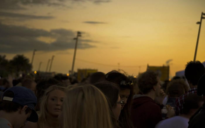 Crowd at sunset