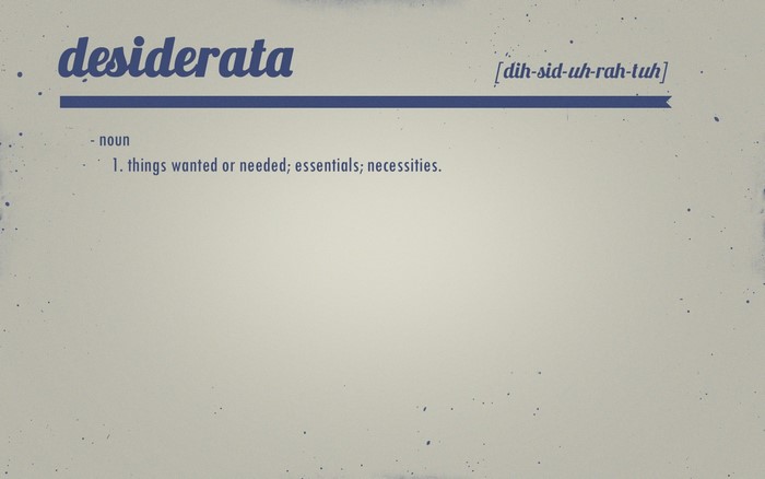 Desiderata definition with pronunciation