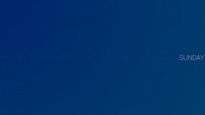 Days of the week typography on blue background