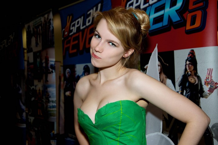 Woman in Tinkerbell Cosplay at Cosplay Fever Event