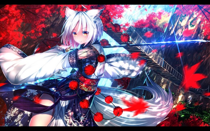Inubashiri Momiji from Touhou with Katana