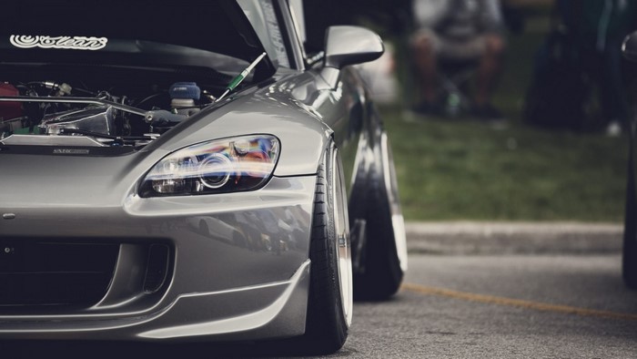 Honda S2000 sports car with modified wheels