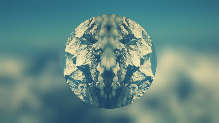 Abstract mountain reflection in a circle