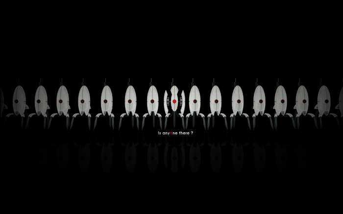 Turrets from Portal game in a line