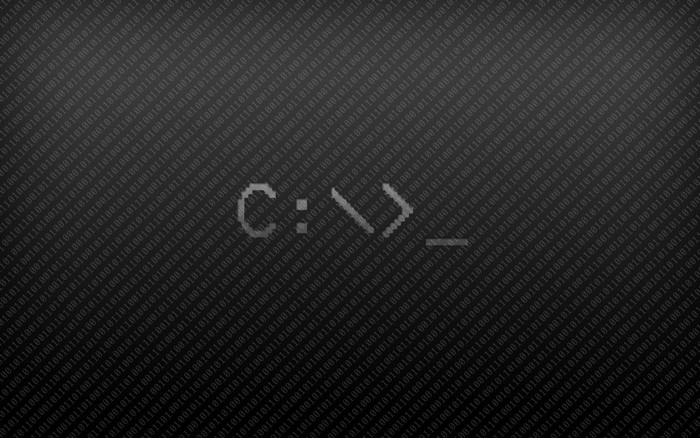 Command Prompt C:>_ with Binary Code Background