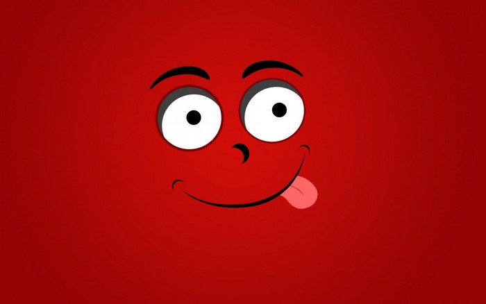 Red cartoon face with tongue sticking out