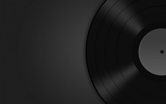 Close-up of a black vinyl record
