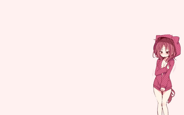 Anime girl in pink hoodie with cat ears