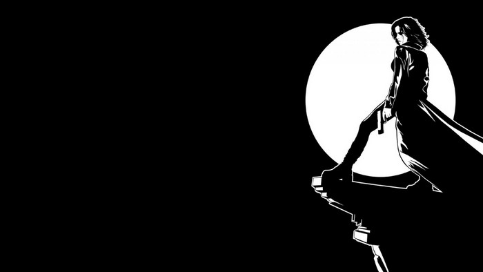 Selene from Underworld with a gun