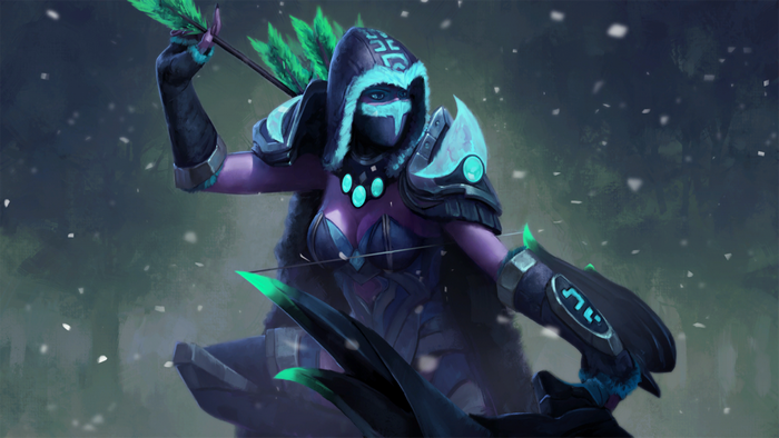 Drow Ranger from Dota 2 with bow and arrows